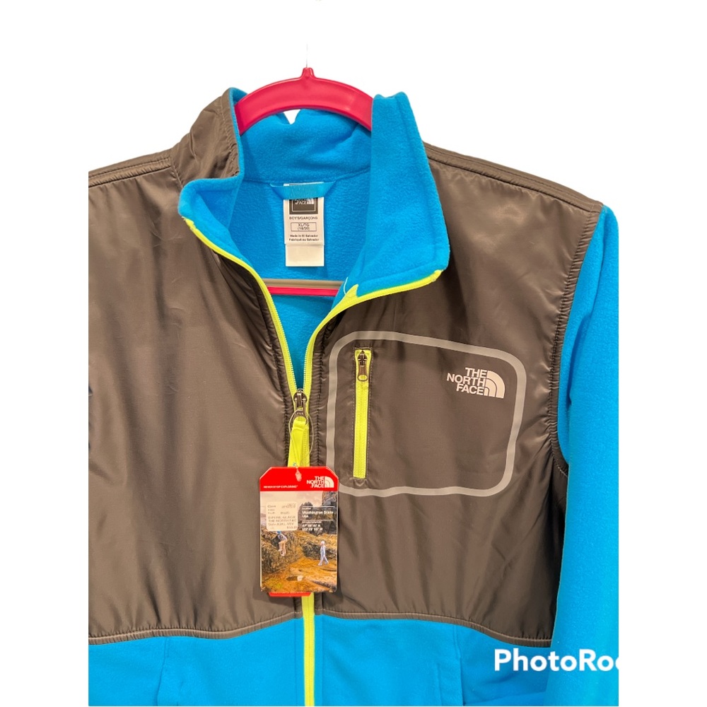 North Face boys Peril microfleece track jacket XL Youth 18/20 turquoise/ black